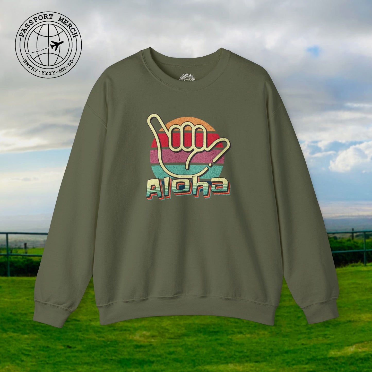 Vintage Retro Aloha Shaka, Hawaii Crewneck