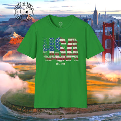 Vintage Distressed USA Letter Flag T-Shirt