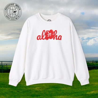 Valentine's Red Aloha Hibiscus, Hawaii Crewneck