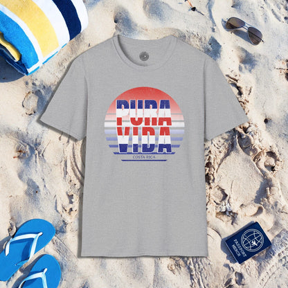 Pura Vida Patriotism Costa Rica Letter Flag T-Shirt