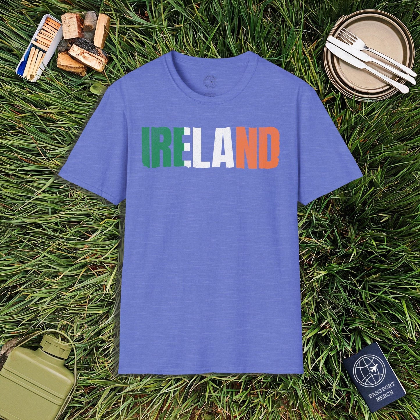 Vintage Ireland Patriotism Letter Flag T-Shirt