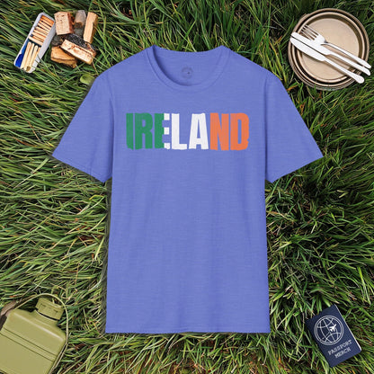 Vintage Ireland Patriotism Letter Flag T-Shirt