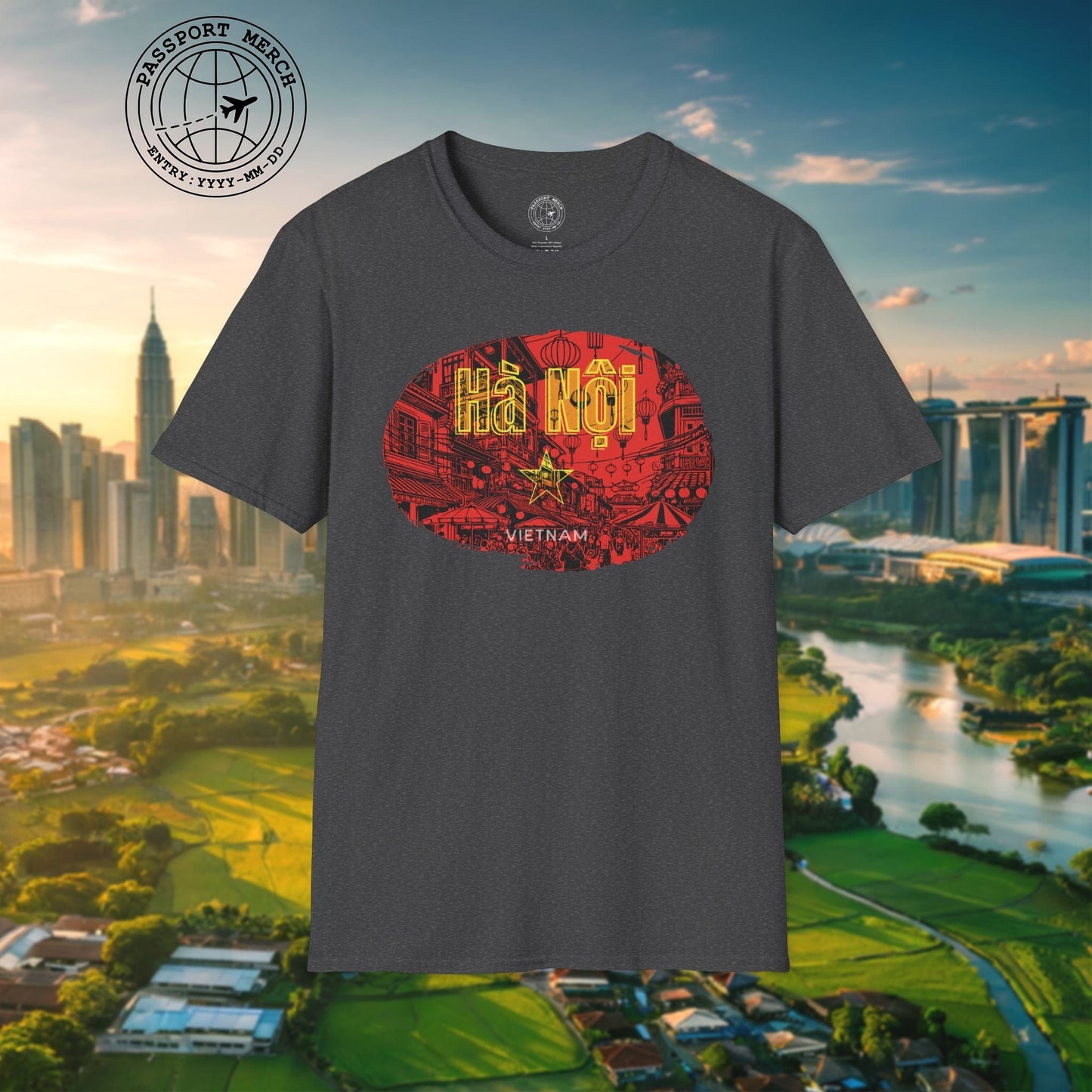 Hanoi Vietnam Vintage Streets Flag T-Shirt