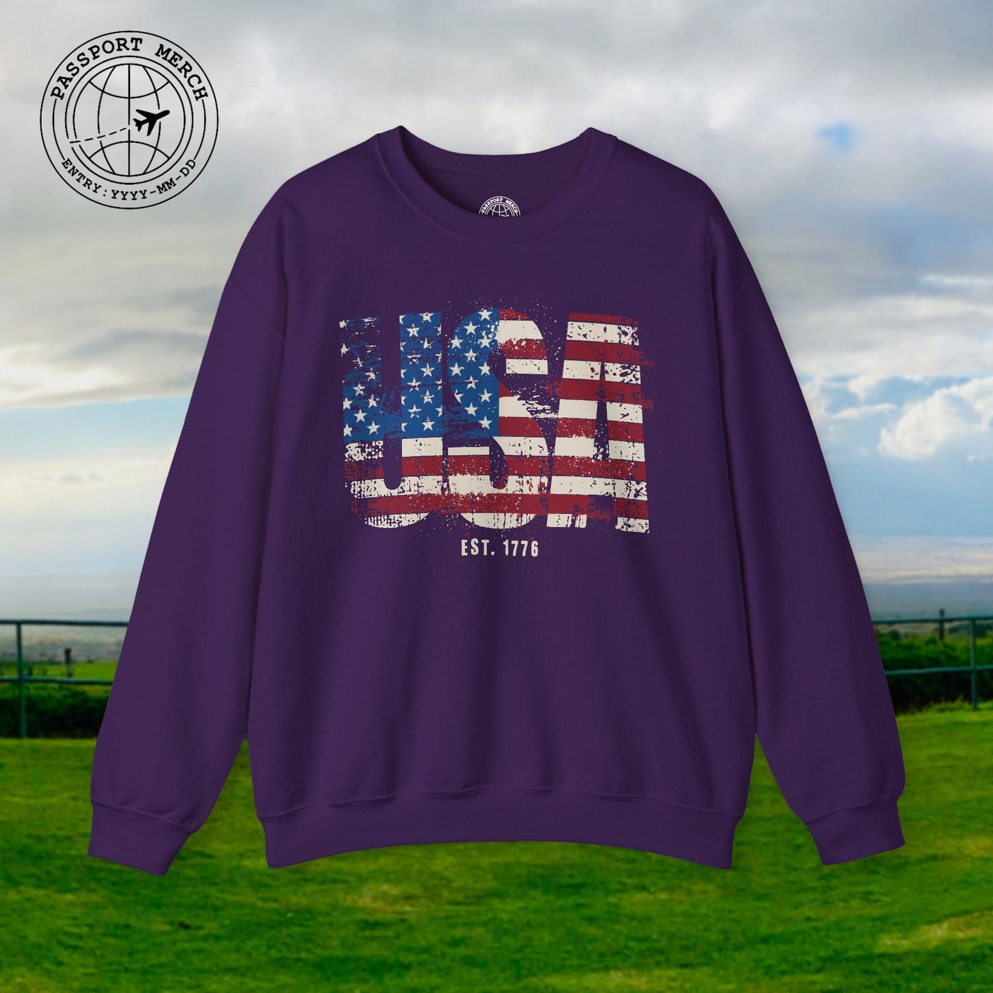 Vintage Distressed USA Letter Flag Crewneck