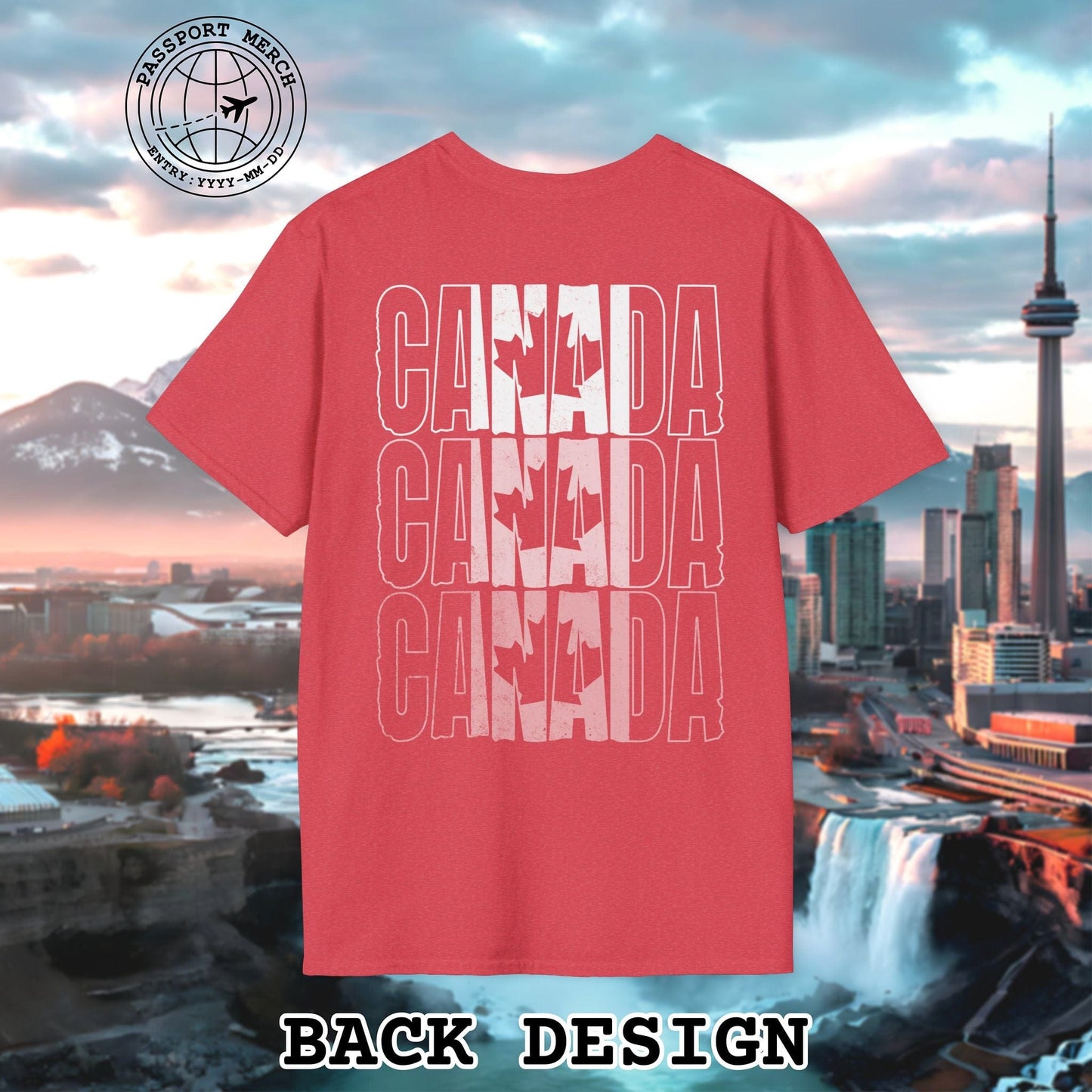 Vintage Canada Patriotism Letter Flag, Back Print T-Shirt