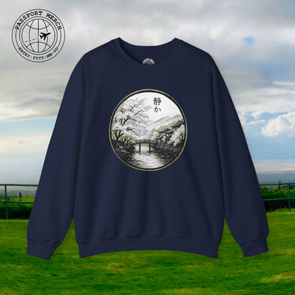 Monochrome Shizuka (Tranquil), Japan Crewneck