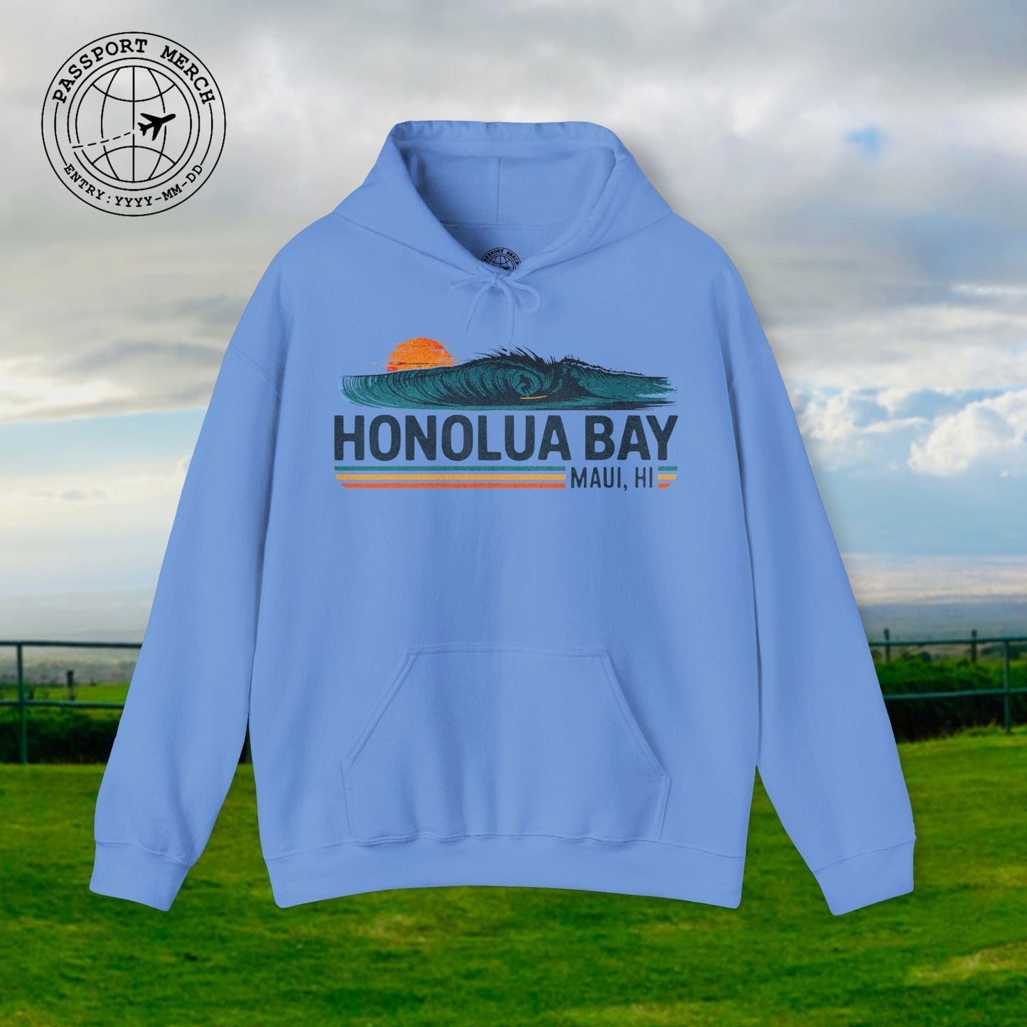 Honolua Bay, Maui, Hawaii - Vibrant Surf Retro Hoodie