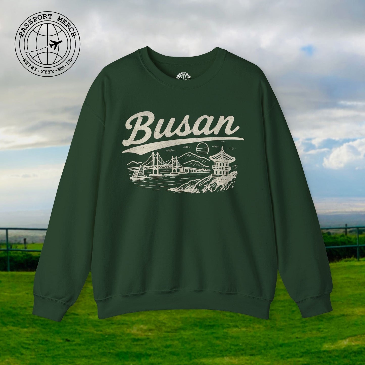 Monochrome Dreams of Busan Korea Crewneck
