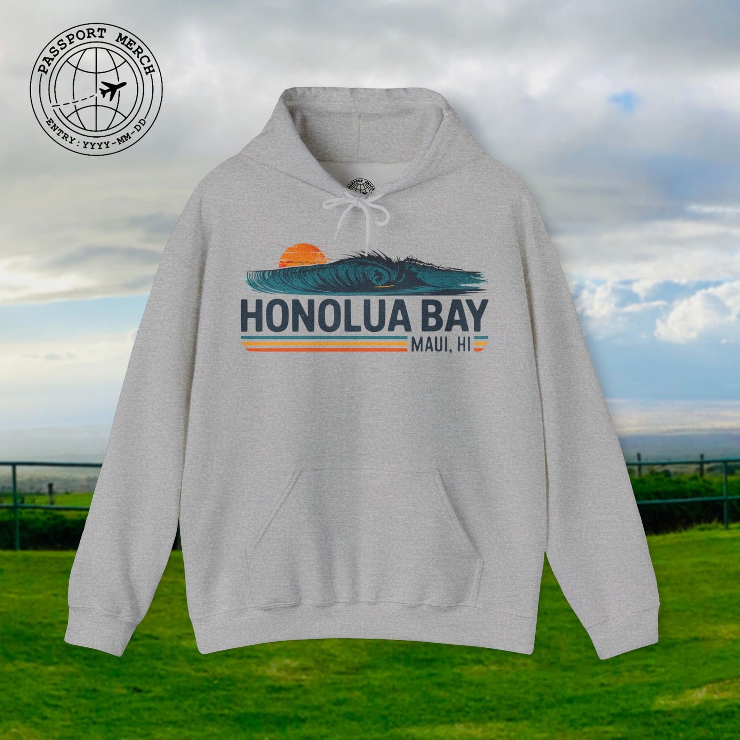 Honolua Bay, Maui, Hawaii - Vibrant Surf Retro Hoodie