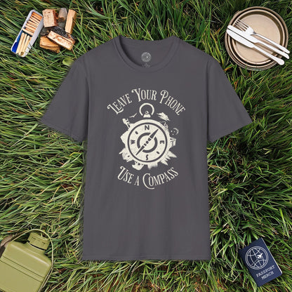 Leave Your Phone Use a Compass Camping Hiking T-Shirt