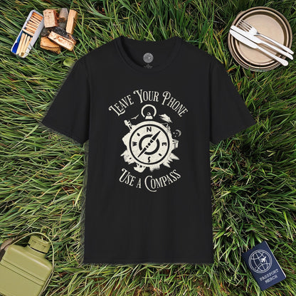 Leave Your Phone Use a Compass Camping Hiking T-Shirt