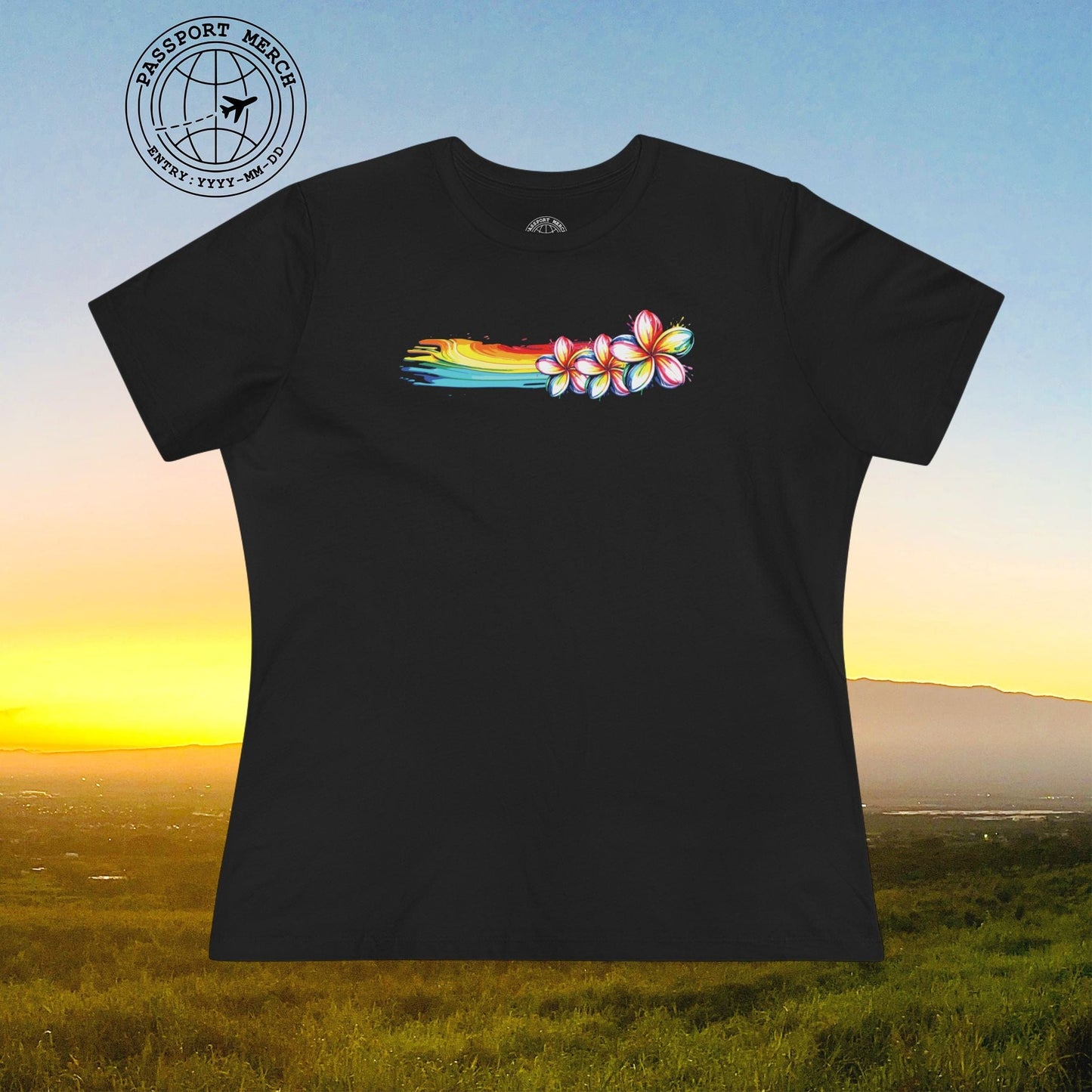 Neon Art Plumeria Rainbow, Hawaii, Womens Fit T-Shirt
