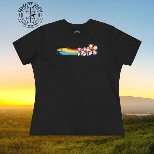 Neon Art Plumeria Rainbow, Hawaii, Womens Fit T-Shirt