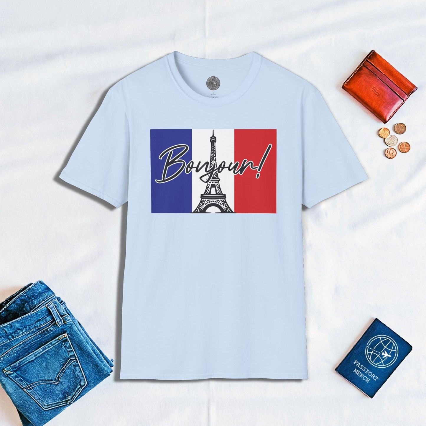 Bonjour Eiffel Tower Paris France T-Shirt