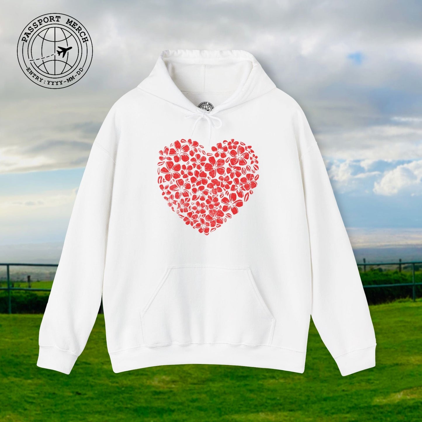 Valentine's Hawaiian Plumeria Heart Hoodie