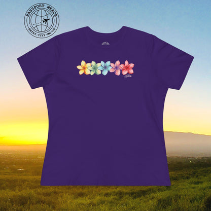 Five Vibrant Plumerias, Hawaii, Womens Fit T-Shirt