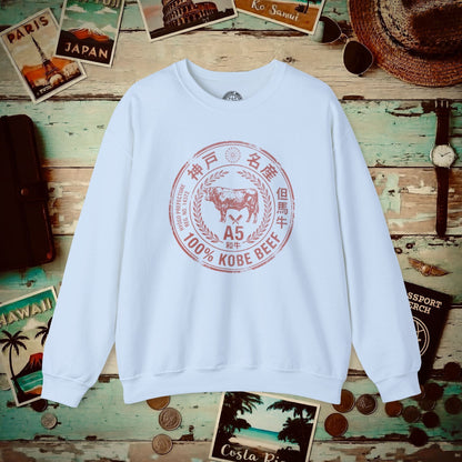 A5 Wagyu Kobe Beef Stamp, Japan Crewneck Light Blue / S