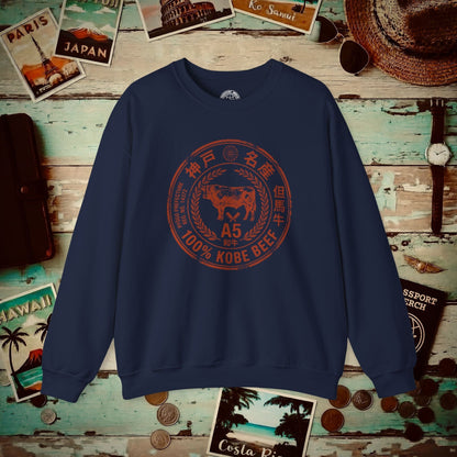 A5 Wagyu Kobe Beef Stamp, Japan Crewneck Navy / S
