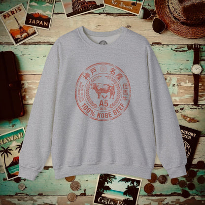 A5 Wagyu Kobe Beef Stamp, Japan Crewneck Sport Grey / S