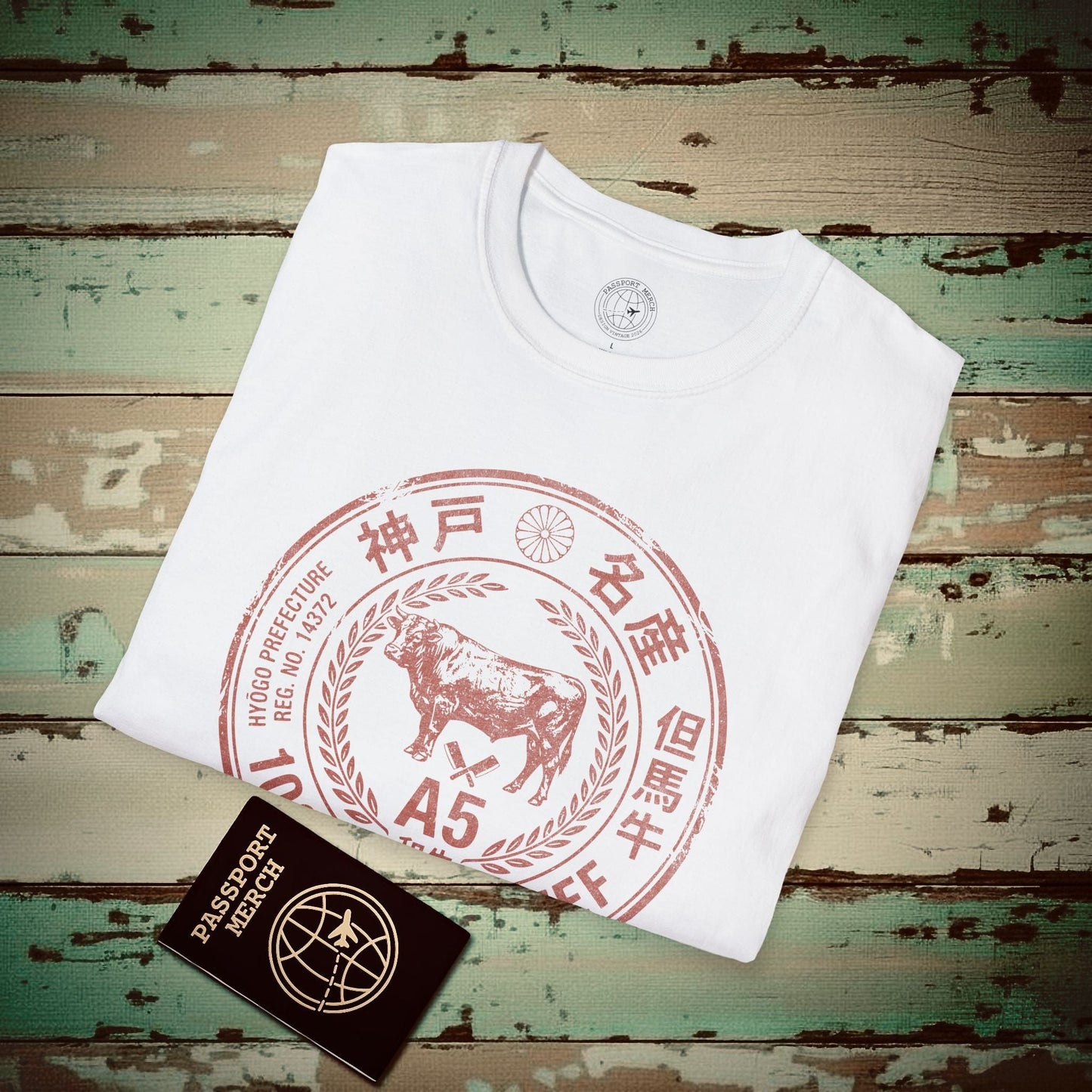 A5 Wagyu Kobe Beef Stamp, Japan T-Shirt White / S
