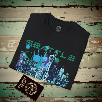 Abstract Space Needle, Seattle Washington T-Shirt Black / S