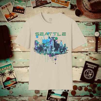 Abstract Space Needle, Seattle Washington T-Shirt Sand / S