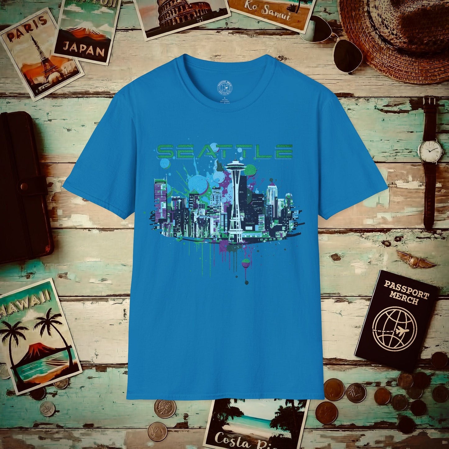 Abstract Space Needle, Seattle Washington T-Shirt Sapphire / S
