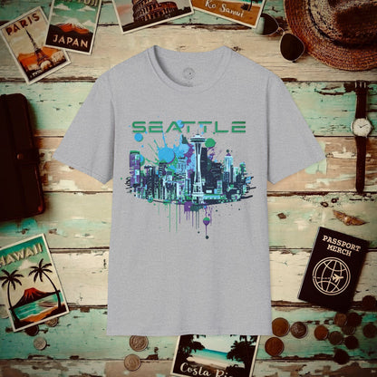 Abstract Space Needle, Seattle Washington T-Shirt Sport Grey / S