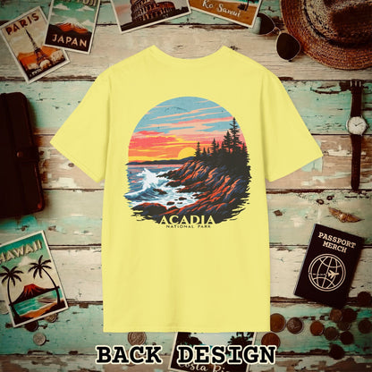 Acadia National Park, Maine, Back Print T-Shirt Cornsilk / S