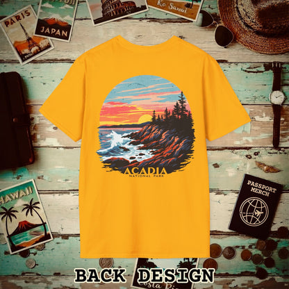 Acadia National Park, Maine, Back Print T-Shirt Gold / S