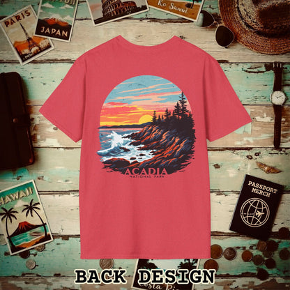 Acadia National Park, Maine, Back Print T-Shirt Heather Red / S