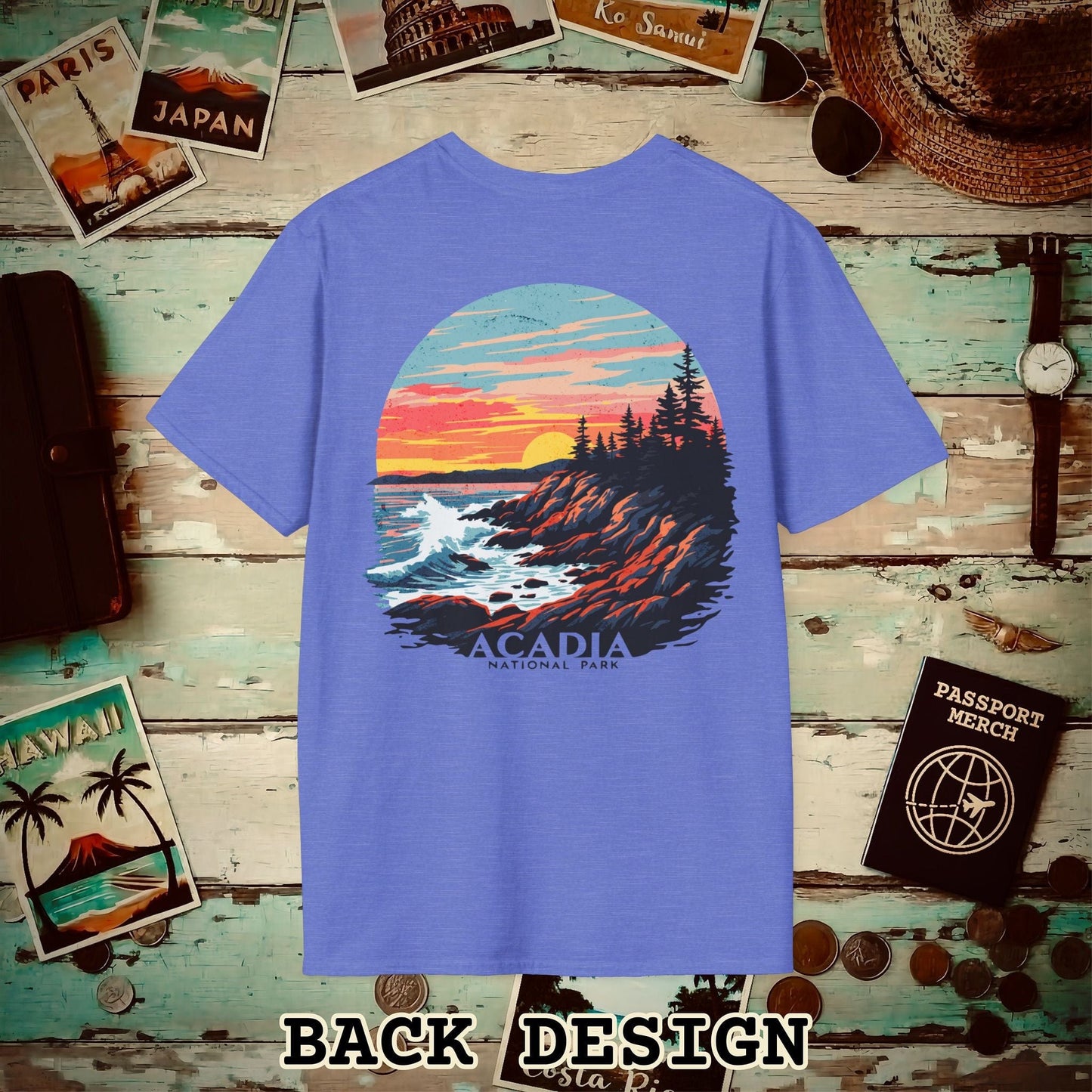 Acadia National Park, Maine, Back Print T-Shirt Heather Royal / S