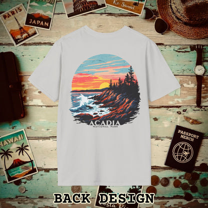 Acadia National Park, Maine, Back Print T-Shirt Ice Grey / S