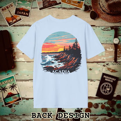 Acadia National Park, Maine, Back Print T-Shirt Light Blue / S