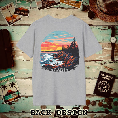 Acadia National Park, Maine, Back Print T-Shirt Sport Grey / S