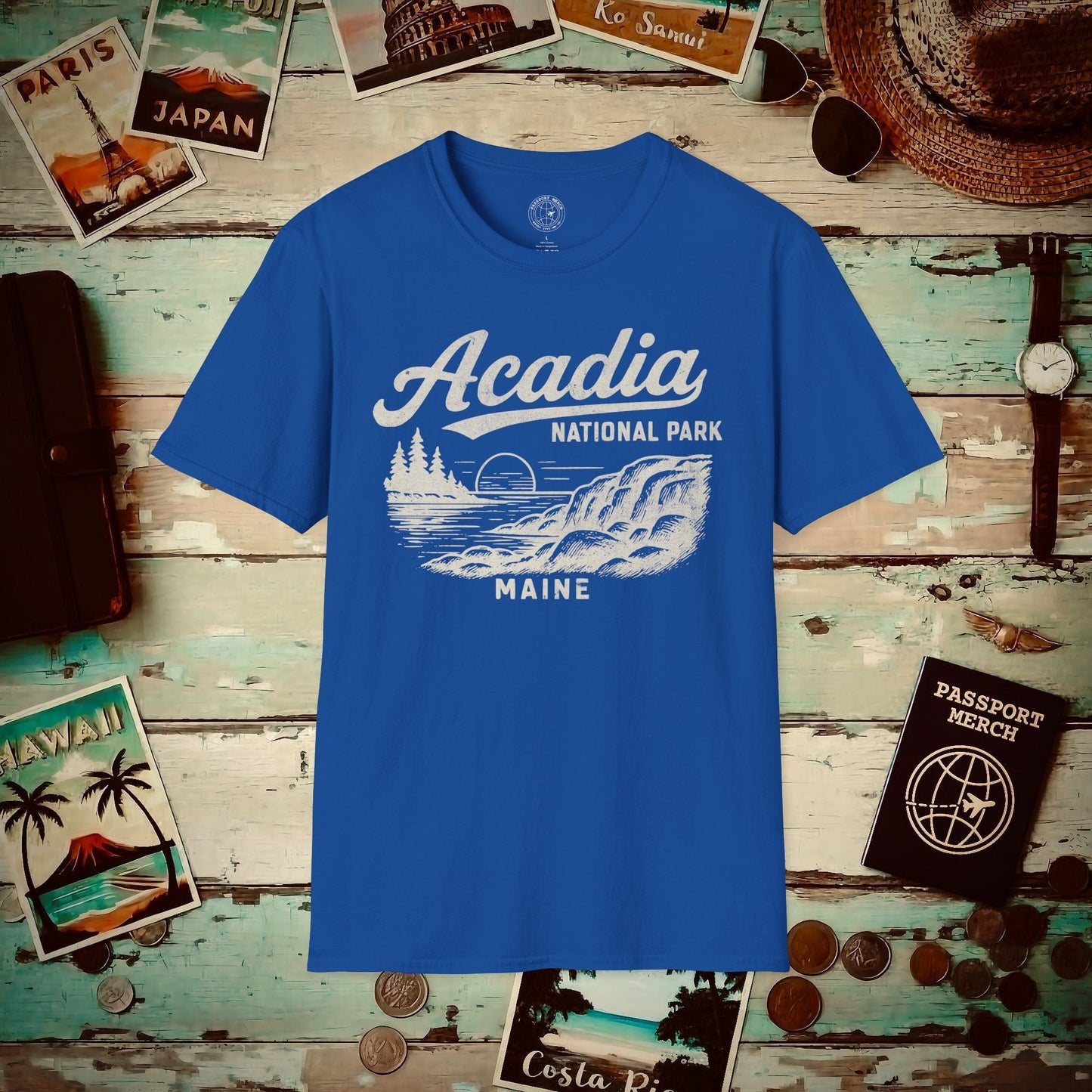 Acadia National Park Vintage Monochrome, Maine T-Shirt Royal / S
