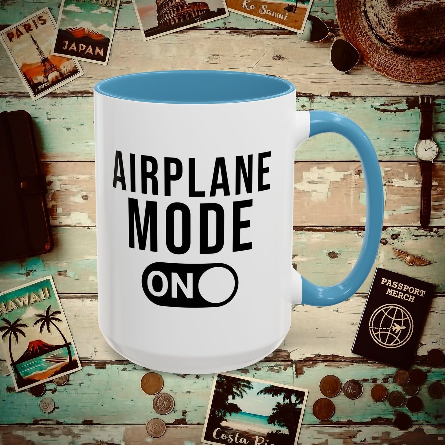 Airplane Mode, On 15oz Mug Light Blue / 15oz
