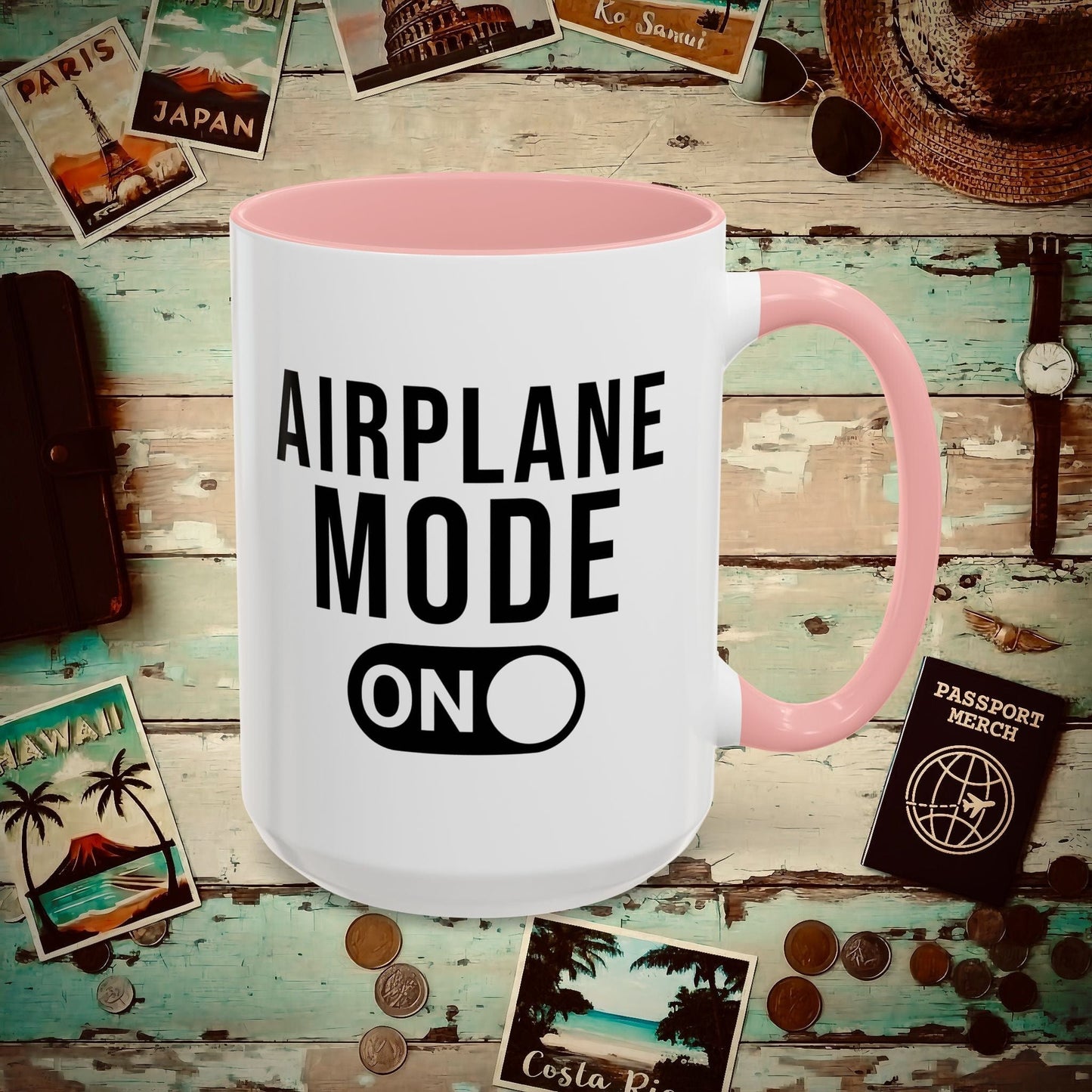 Airplane Mode, On 15oz Mug Pink / 15oz