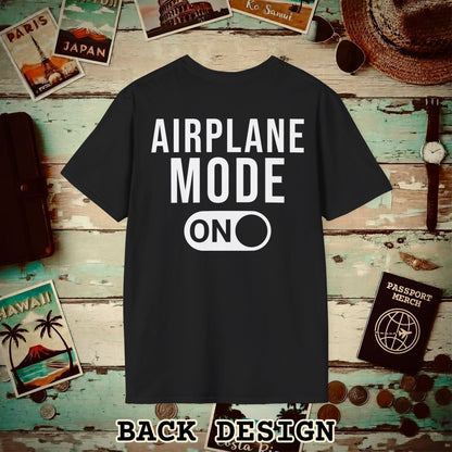 Airplane Mode, ON Back Print T-Shirt Black / S