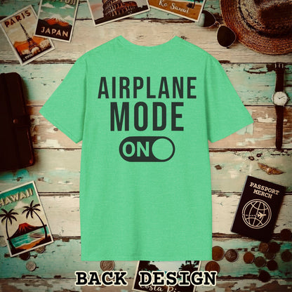 Airplane Mode, ON Back Print T-Shirt Heather Irish Green / S
