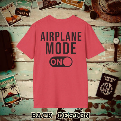 Airplane Mode, ON Back Print T-Shirt Heather Red / S