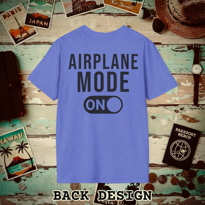 Airplane Mode, ON Back Print T-Shirt Heather Royal / S