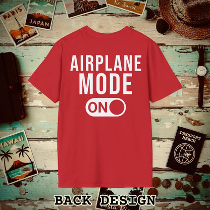Airplane Mode, ON Back Print T-Shirt Red / S