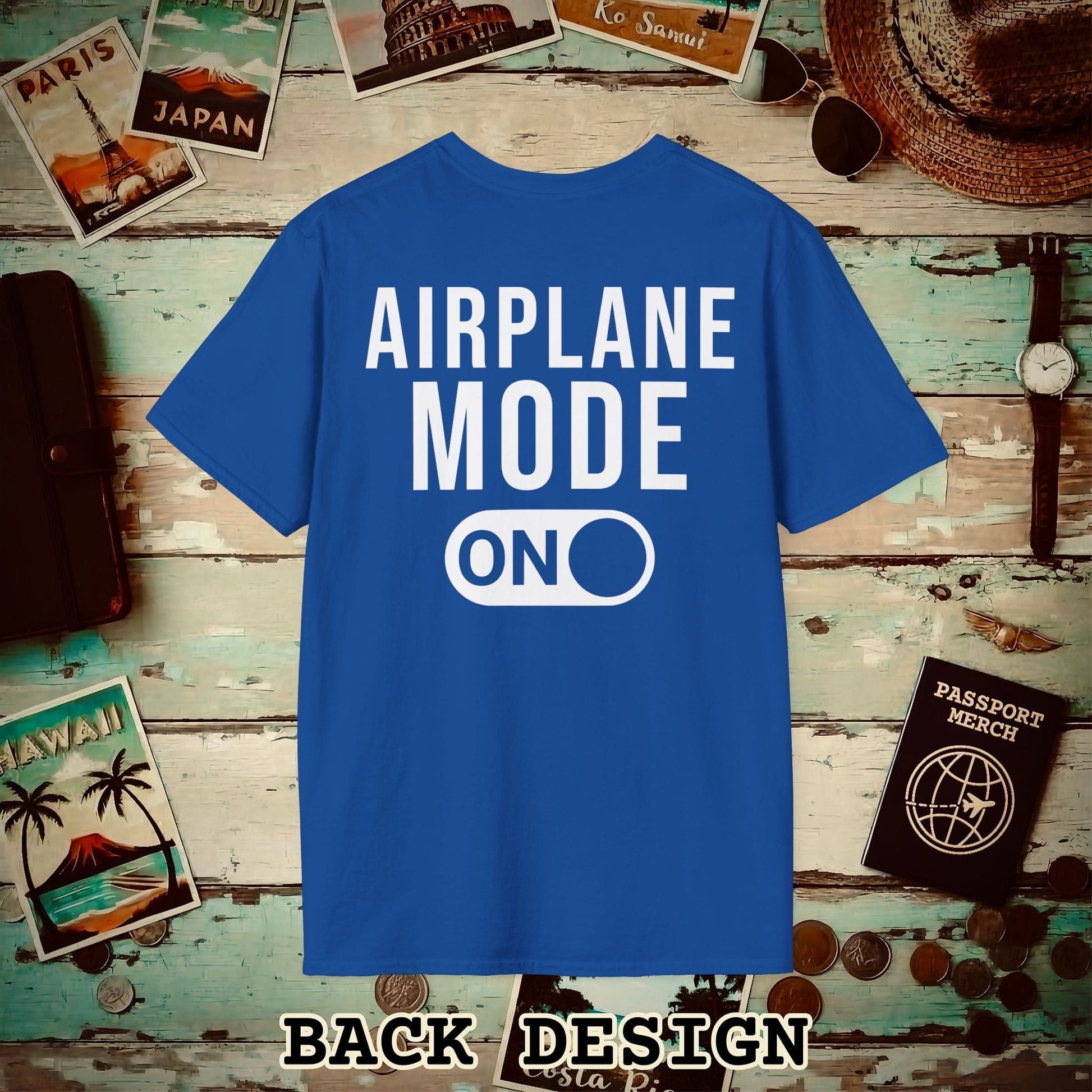 Airplane Mode, ON Back Print T-Shirt Royal / S