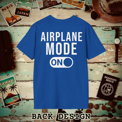 Airplane Mode, ON Back Print T-Shirt Royal / S