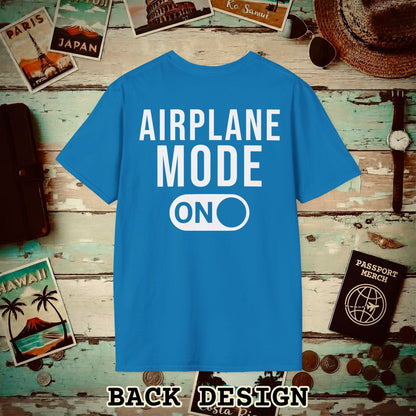 Airplane Mode, ON Back Print T-Shirt Sapphire / S