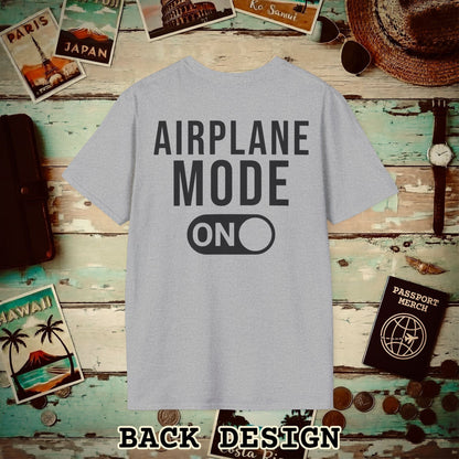 Airplane Mode, ON Back Print T-Shirt Sport Grey / S