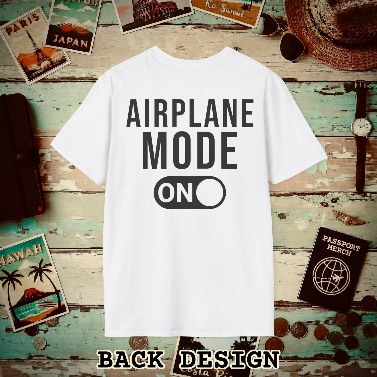 Airplane Mode, ON Back Print T-Shirt White / S