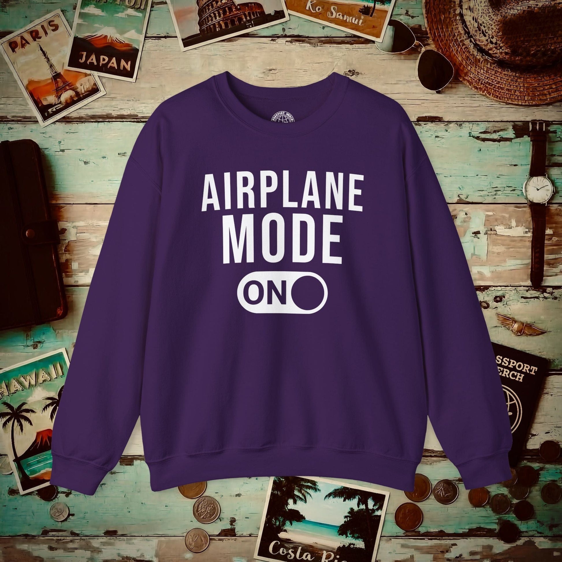 Airplane Mode, ON Crewneck Purple / S