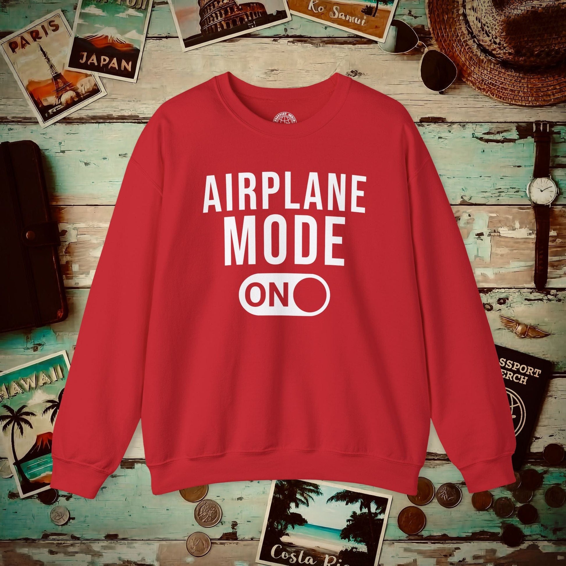 Airplane Mode, ON Crewneck Red / S